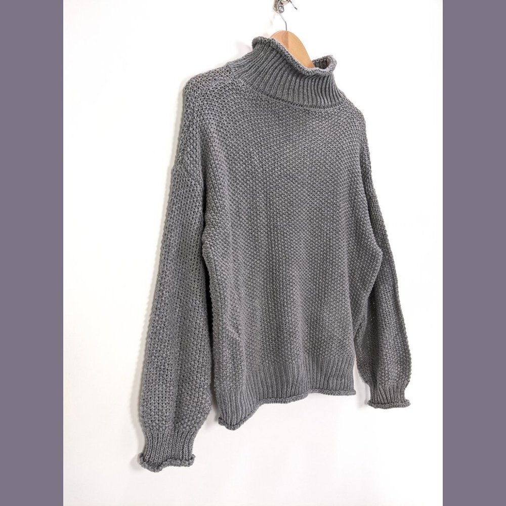 BB Dakota by Steve Madden Size S Womens Chunky Knit Turtleneck Sweater in Gray - Picture 7 of 9